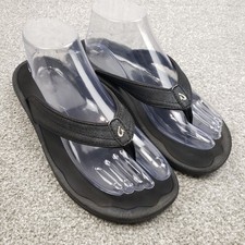Olukai Ohana Flip Flop Sandals Thong Beach Black Resortwear Womens Sz 8