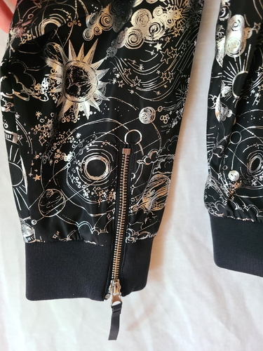 $340 JOHNNY WAS BEE ACTIVE SZ XL DROP SHOULDER BOMBER JACKET MINA Celestial NWT - Picture 8 of 10