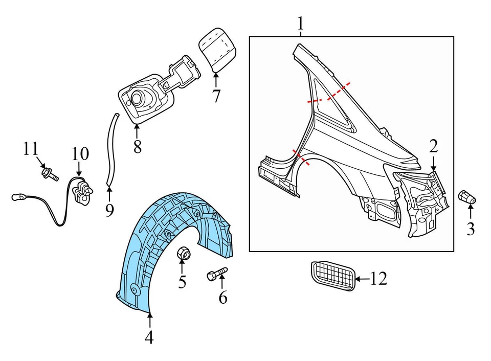 2020 奥迪 S6 - 后左挡泥板衬里/车轮外壳盖 4K0810171E — 第 3/4 张图片