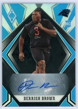 2020 Panini Phoenix #144 Derrick Brown Color Match Rookie Auto 5/5 Bookend Blue