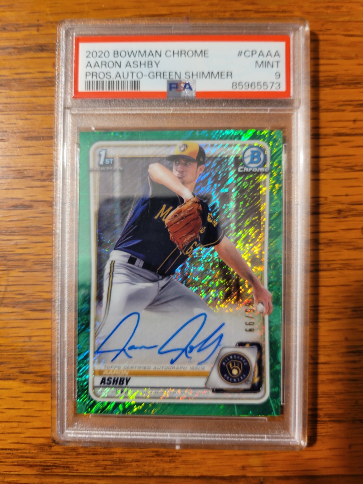 2020 Bowman Chrome Aaron Ashby Green auto /99