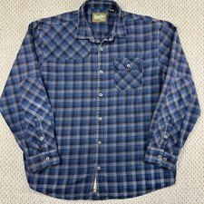 Howler Bros Harkers Flannel Shirt Mens XL Navy/Gray Plaid Button Up Western