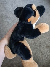 FAO Schwarz German Shepherd Black Brown Puppy Dog Plush Stuffed Laying Down 14  