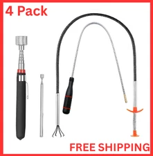 4 Pack Telescoping Magnet Pick-Up Tool Set - Retrieving Pickup Tools，Extendable