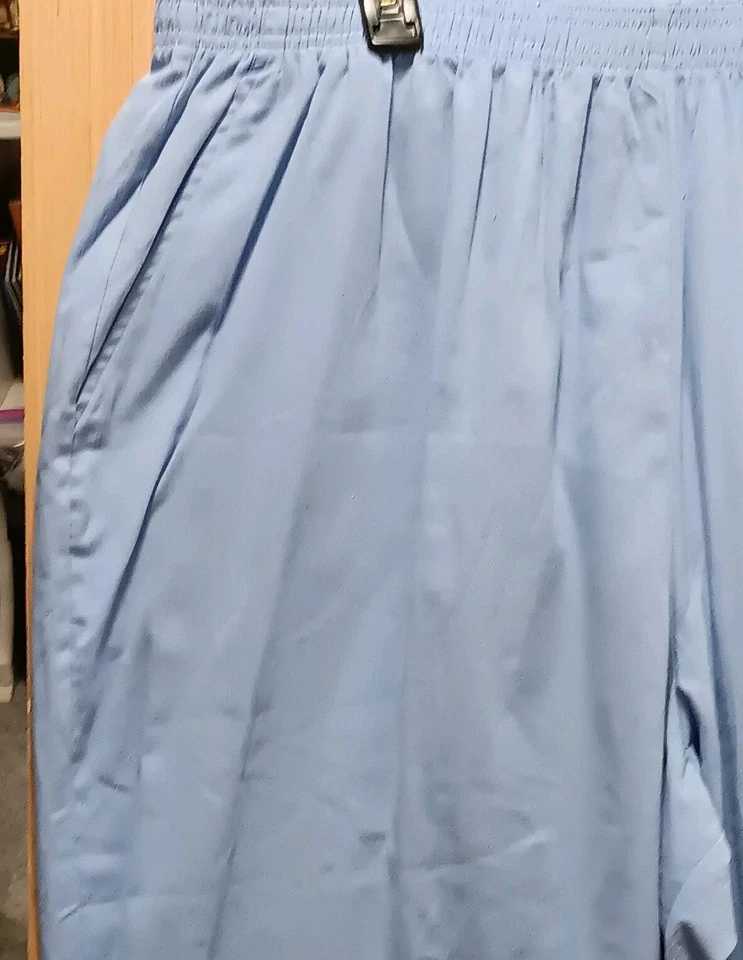 Jeno Neuman Talla 24WP Azul Teniente Pierna Ancha Pequeño Capris Largo Corto Elástico Foto 2 de 4