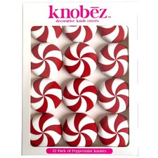 Knob z 12pk Red Peppermint Decorative Knob Covers for Christmas Holiday Durable