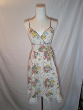 Charlotte Russe Floral Print Cotton Midi Dress with Tie Waist Women’s Size Small