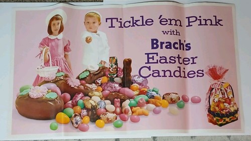 34" Huge 1962 1960s Vintage Easter Vintage Brach's Easter Candy Advertising Sign