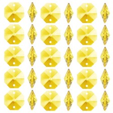 100Pcs K9 Crystal Octagon Beads 2 Holes 14mm Chandelier Prisms Champagne