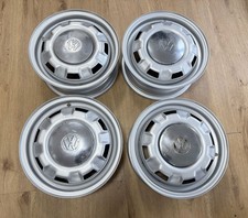 VW Golf Mk1 GTI swallowtail Genuine Steel Wheels 5j R13 ET45 Chrome Caps Clips