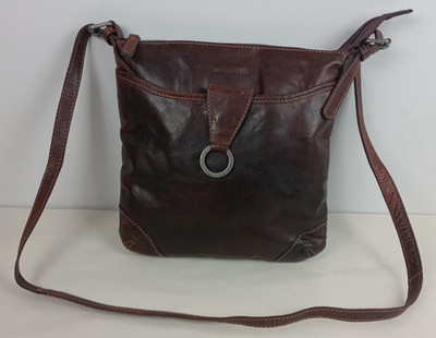 Jack Georges Voyager Serena Genuine Brown Leather Crossover Crossbody Purse