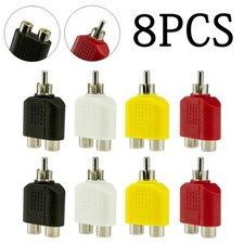 8x 1-Male to 2-Female Cable Adapter RCA Y Splitter AV Audio Video Plug Converter