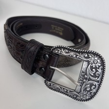 Ariat Longhorn Belt Mens 44 Distressed Brown Leather Western Ranch Rodeo Cowboy