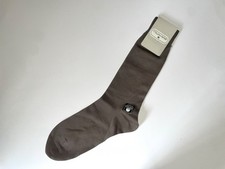 Vintage Bruno Piattelli Mercerized Cotton/Nylon Flat Knit Dress Socks  - Taupe
