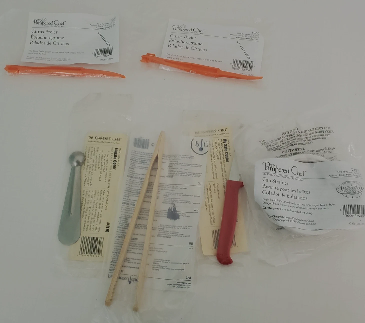 Pampered Chef Gadget Lot 6 Citrus Peelers Toaster Tongs Knife Tomato Corer New
