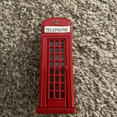 London Royal Telephone Phone Booth with Opening Door Red 3 3/4'' Tall Die Cast