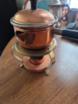 vintage B&M Douro  copper & brass 3 1/2'' teapot with stand burner base