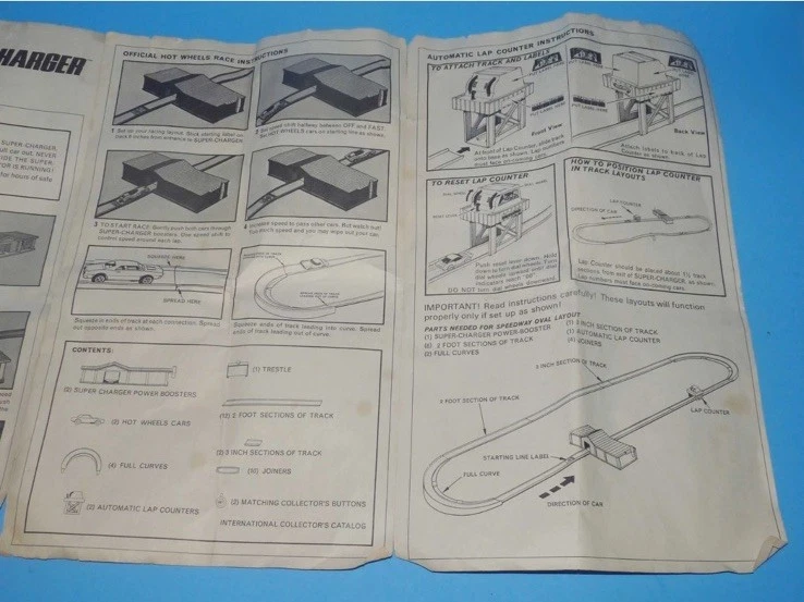 Hot Wheels Super Charger Race Set Original Instructions 1968 Vintage Mattel - Image 4 of 4