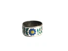 Siam White Enamel Flower Cloisonne Sterling Silver Vintage NOS Ring Band Sz 6