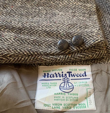 Vintage Harris Tweed handwoven pure wool charcoal hunting jacket blazer 44R
