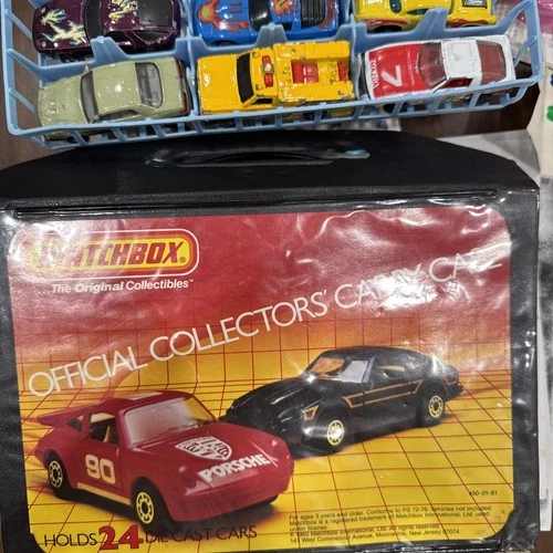 Vintage 1983 Matchbox Collectors 24 Car Storage FILLED W/ Cars Carry Case Trays