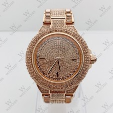 New Michael Kors MK5862 Camille Glitz Rose Gold Pave Crystal Round Women's Watch