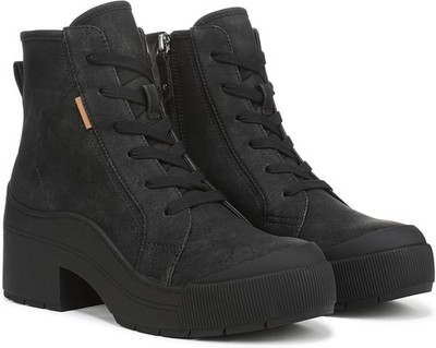 Dr. Scholl's Women's Time Off Up Black Faux Leather Platform Boots NWOB 11M