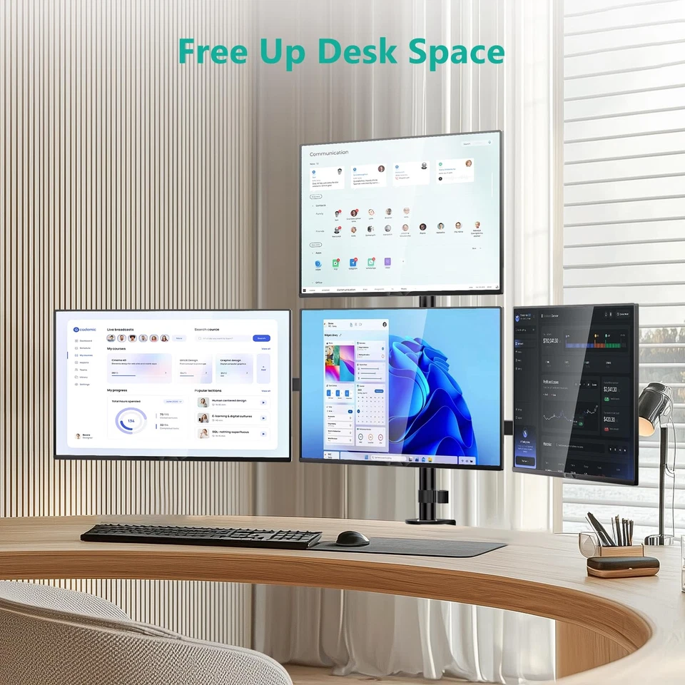 Quad Monitor Mount for 13-27 Inch Screens, Fully Adjustable 4 Monitor Stand w... - Image 3 of 4