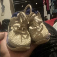 Beige Blue Baby Toddler Athletic Sneakers Lace Up Fabric Low Top Casual