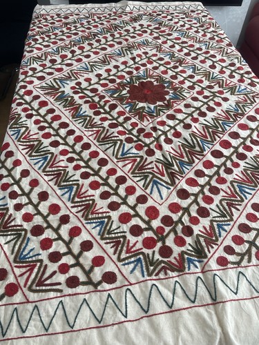 Antique Vintage Uzbek Embroidery Suzani Bed Cover Table Cloth Throw172x149cm 18 - Picture 4 of 18