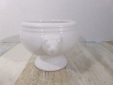 White Ceramic Lion's Head Soup Bowl - Unmarked -Apilco Style