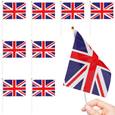 100pcs Union Jack Hand Waving Flag Royal Jubilee UK GB Great Britain Flags