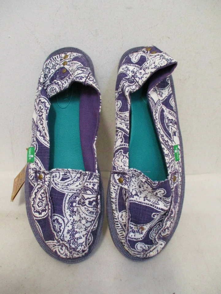 Zapatos planos Sanuk para mujer ENVOLVIDOS CORTOS para surfista en acera PÚRPURA 6US NUEVOS CON ETIQUETAS PRECIO DE VENTA SUGERIDO POR EL FABRICANTE $60  Foto 2 de 4