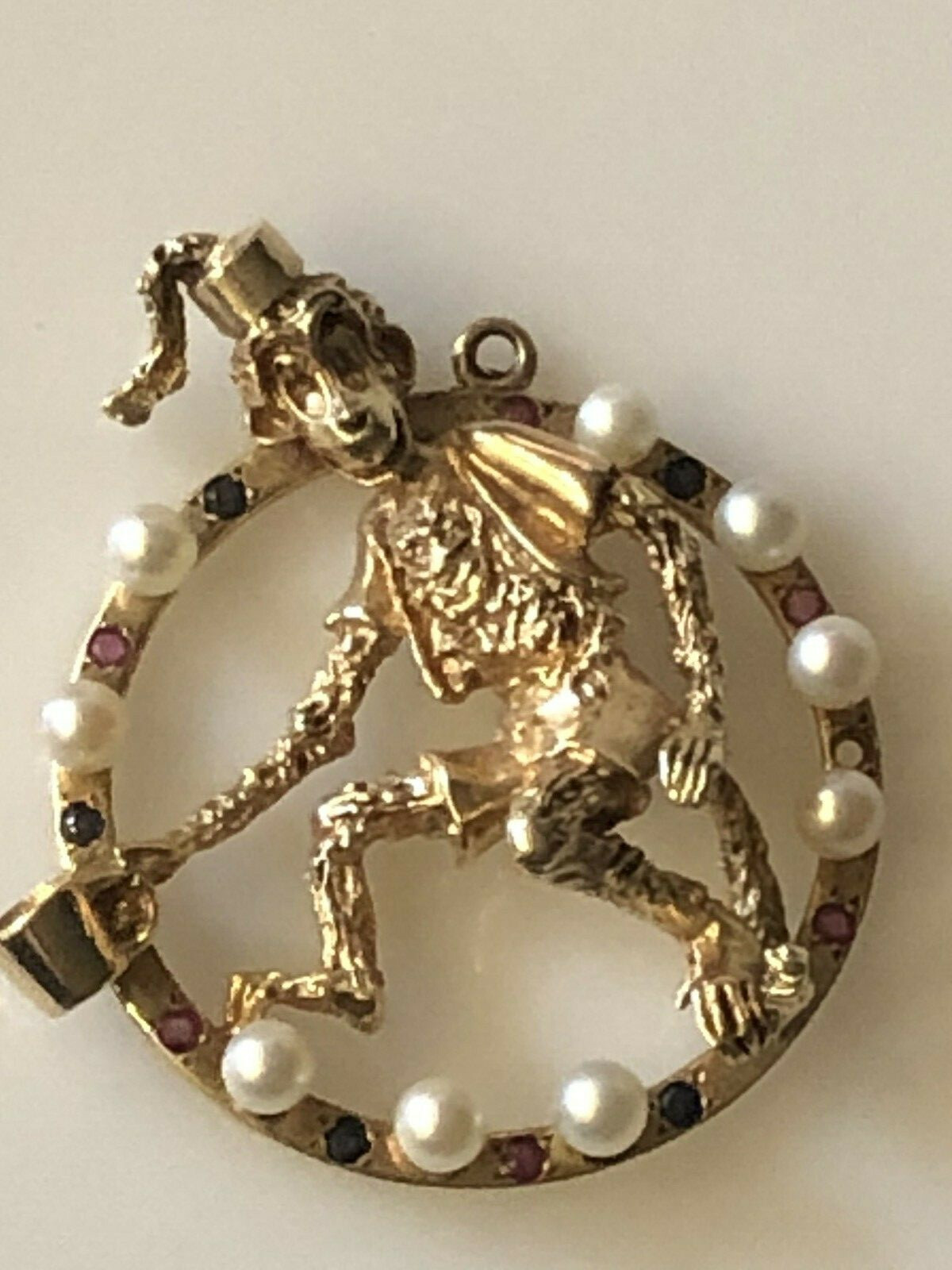STATEMENT PIECE 14K Large Pendant 4D Monkey Pearl… - image 1