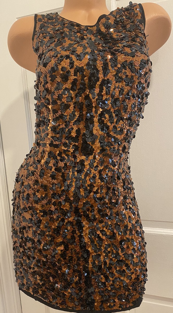 dolce and gabbana leopard sequin dress Dolce and Gabbana Womens Leopard Sequin Print Mini Sheath Dress Size IT 40 S