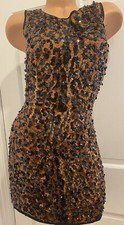 Dolce and Gabbana Womens Leopard Sequin Print Mini Sheath Dress Size IT 40 S