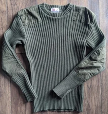 VINTAGE Rothco Sweater Mens 38 Green Jack Young 100% Wool USMC Made in USA 80s