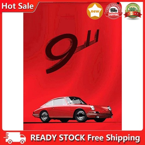 Vintage Metallplatte Porsche Auto, rechteckig, Eisen, Gemälde, Wanddekoration, 3