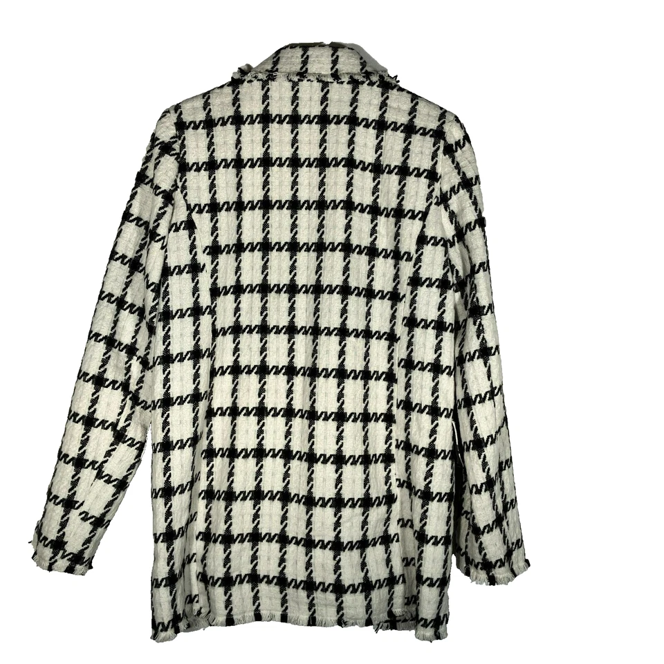 Ellen Tracy Blazer Women's Small Black & White Checkered Boucle Coat, Jacket - Image 4 of 4