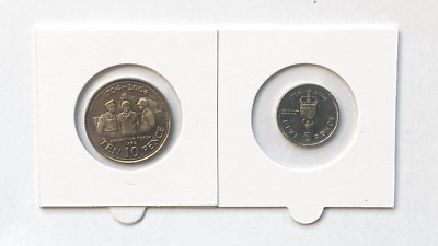 2004 Gibraltar 10p Ten Pence and 5p 1942 WWII Allied Unc Coin