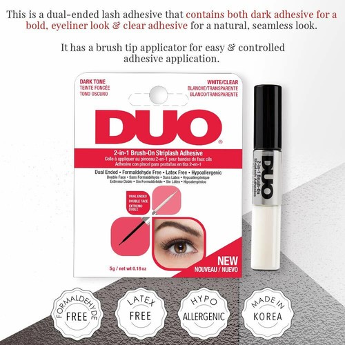 DUO Adhesives, 2-in-1 Brush On Clear & Dark Adhesive Dual Ended. 2-Packs. - Picture 3 of 7
