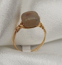 Copper Wire Wrapped Stone Ring Size 6.5 Rustic Handcrafted Minimal Jewelry