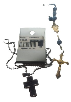 New Stainless Steel Cross Necklace Plus Rosary Beads
