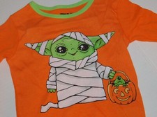 Girls Boys Pajama Set Size 4 Baby Yoda Halloween Orange 2 Piece Long Sleeve