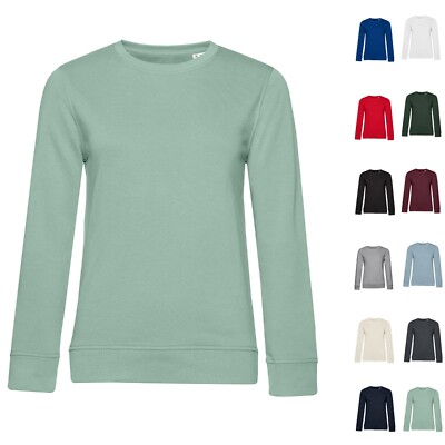 Damen Sweatshirt Damen Bio gekämmte Baumwollmischung Rundhals Sweat Oberteil Pullover