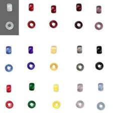 5 Czech Pressed Glass 6mm x 4mm Round Pony Roller Crow Beads With Big 2mm Hole