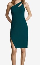 $230 Xscape Womens Green One Shoulder Cutout Side Slit Gown Dress Size 10