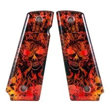 Custom 1911 Full Size Diamond Polish Ergonomic Acrylic Grips Purgatory Red