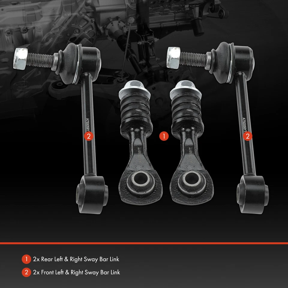 Juego de 4 eslabones de extremo de barra estabilizadora delantera y trasera para Jaguar Vanden Plas XJ8 XJR XKR Foto 2 de 4
