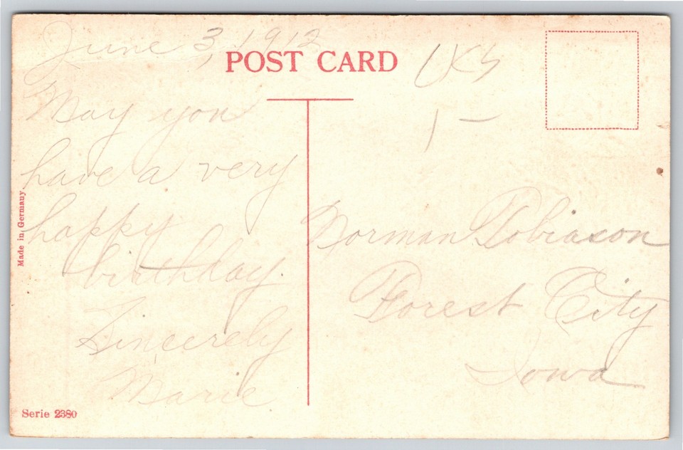 GreetingsPurple Flowers In Vase & Best Birthday WishesVintage